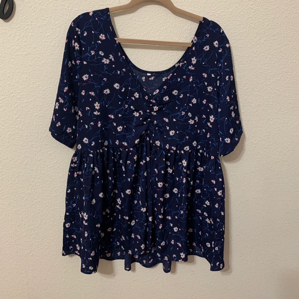 COPY - Navy Blue Babydoll blouse